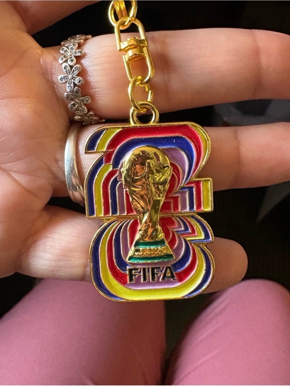 FIFA 2026 World Cup Logo Shield Multicolor Enamel Gold-Tone Keychain